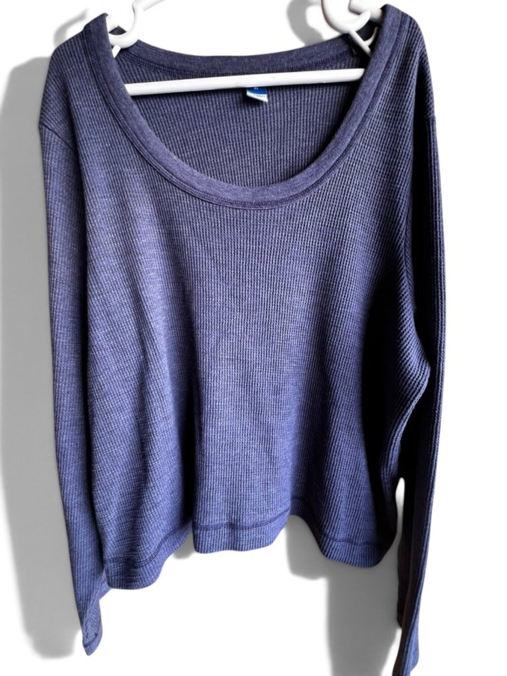 Old Navy Blue Thermal Waffle Knit Long Sleeve Scoop Neck Top XL